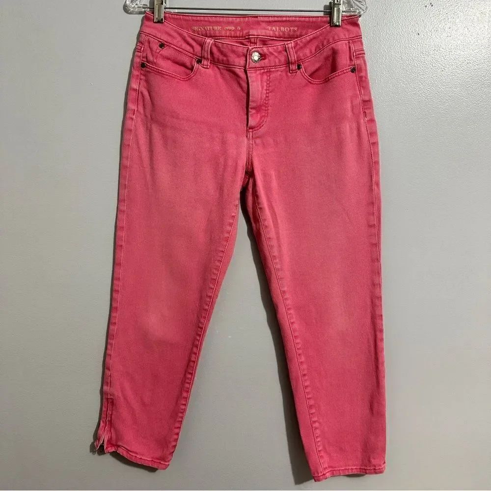 Talbots signature crop pink pants/zippers on legs size 6